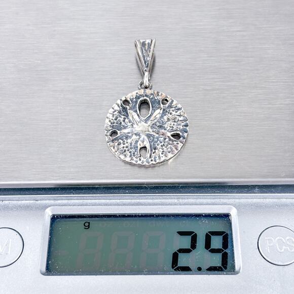 Vintage Sterling Silver 925 Sand Dollar Pendant Ocean Charm - Picture 5 of 6